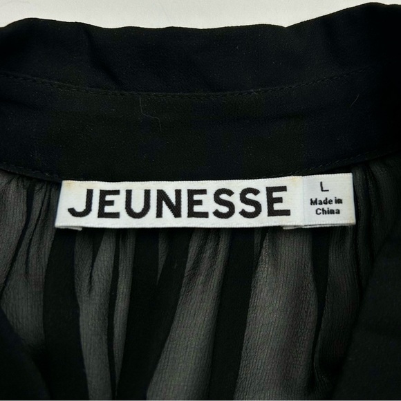 Jeunesse Black Silk Sleeveless Sheer Blouse Button Down Tank Size Large L - Picture 9 of 10